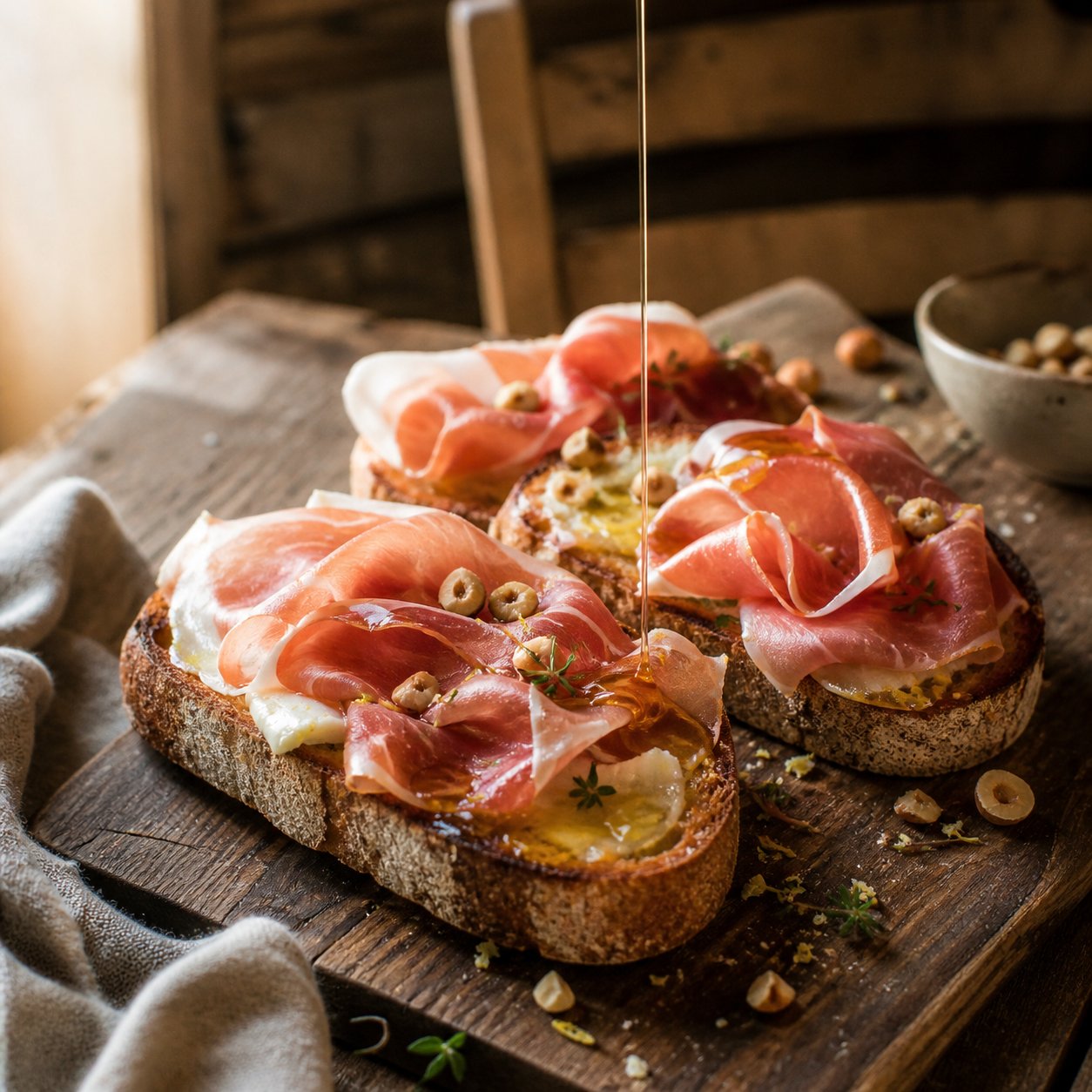 Carpaccio Riserva, burro di montagna e nocciole tostate