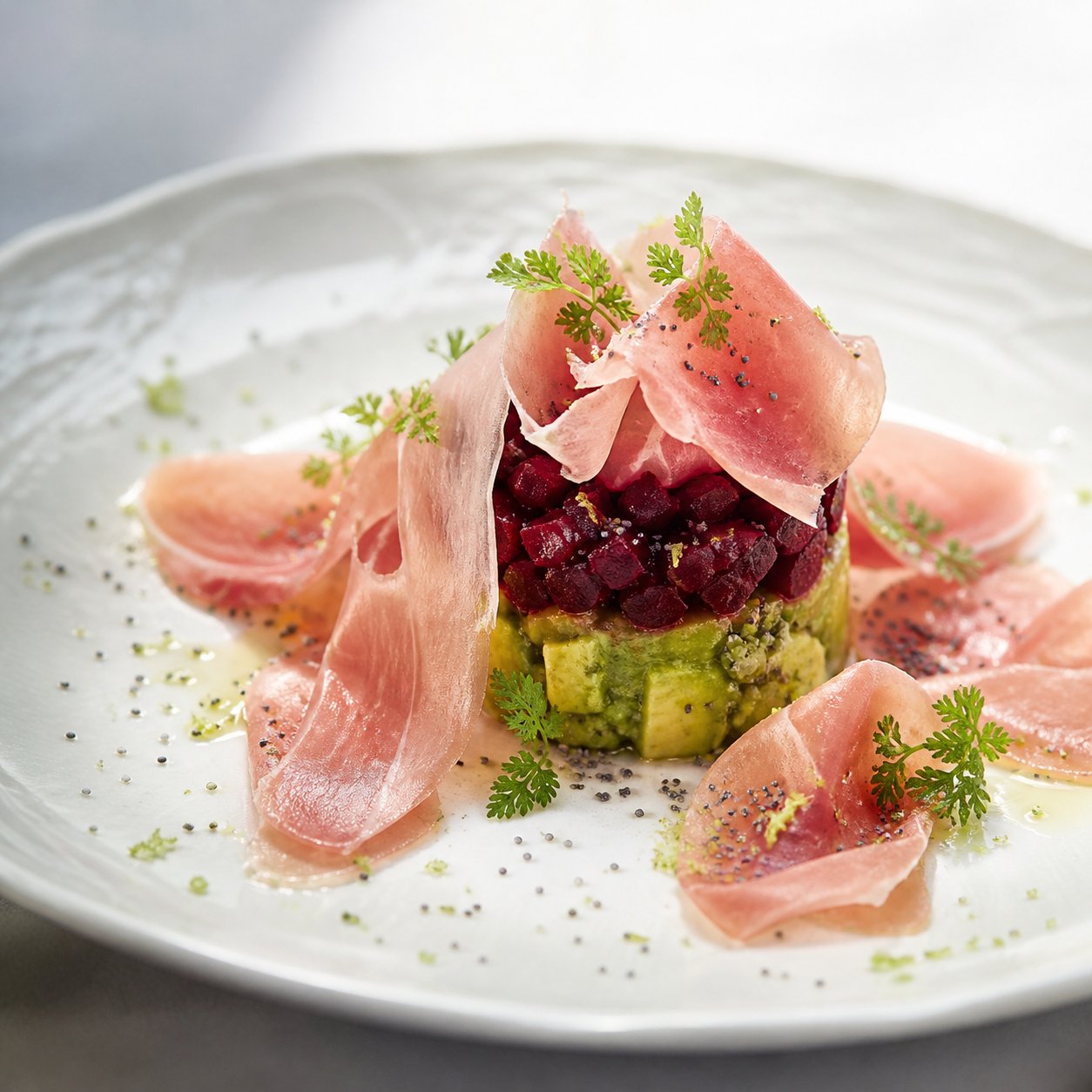Tartare di barbabietola, avocado e Carpaccio Light